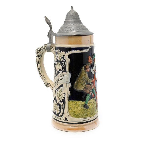 Vintage Western Germany Beer Stein Pewter Lid Stonewear Bavarian German Tavern - Picture 1 of 9